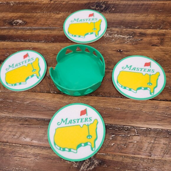 Masters Golf 3D Printed Coasters, 4 in x 1/8 in **Set of 4** - Picture 2 of 2
